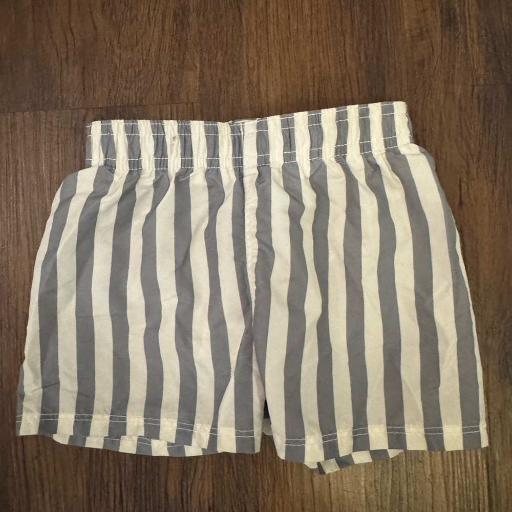 H&M Green and White Striped Baby Swim Trunks - 12 months